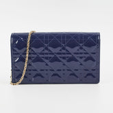 Christian Dior Navy Patent Wallet On Chain
